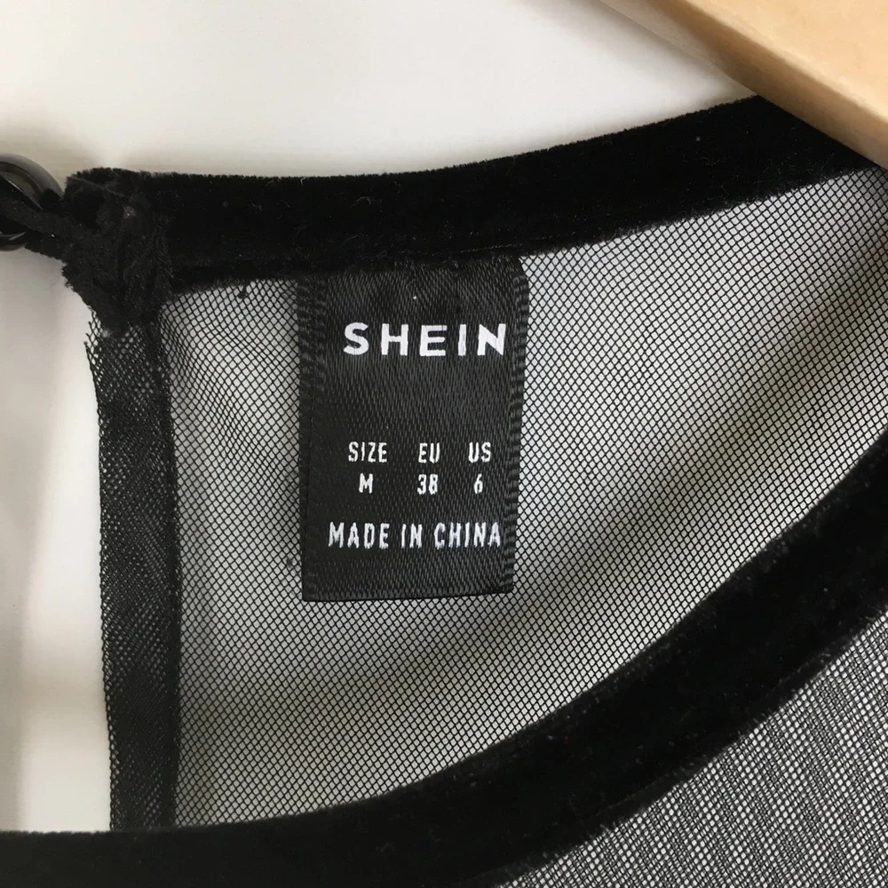 Sexy Y2K Gothic Velour Mesh Top Black Women’s Size M Whimsigoth Long Sleeve - Picture 5 of 10